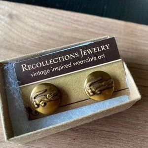 Vintage 1980s Izod Lacoste Button Earrings